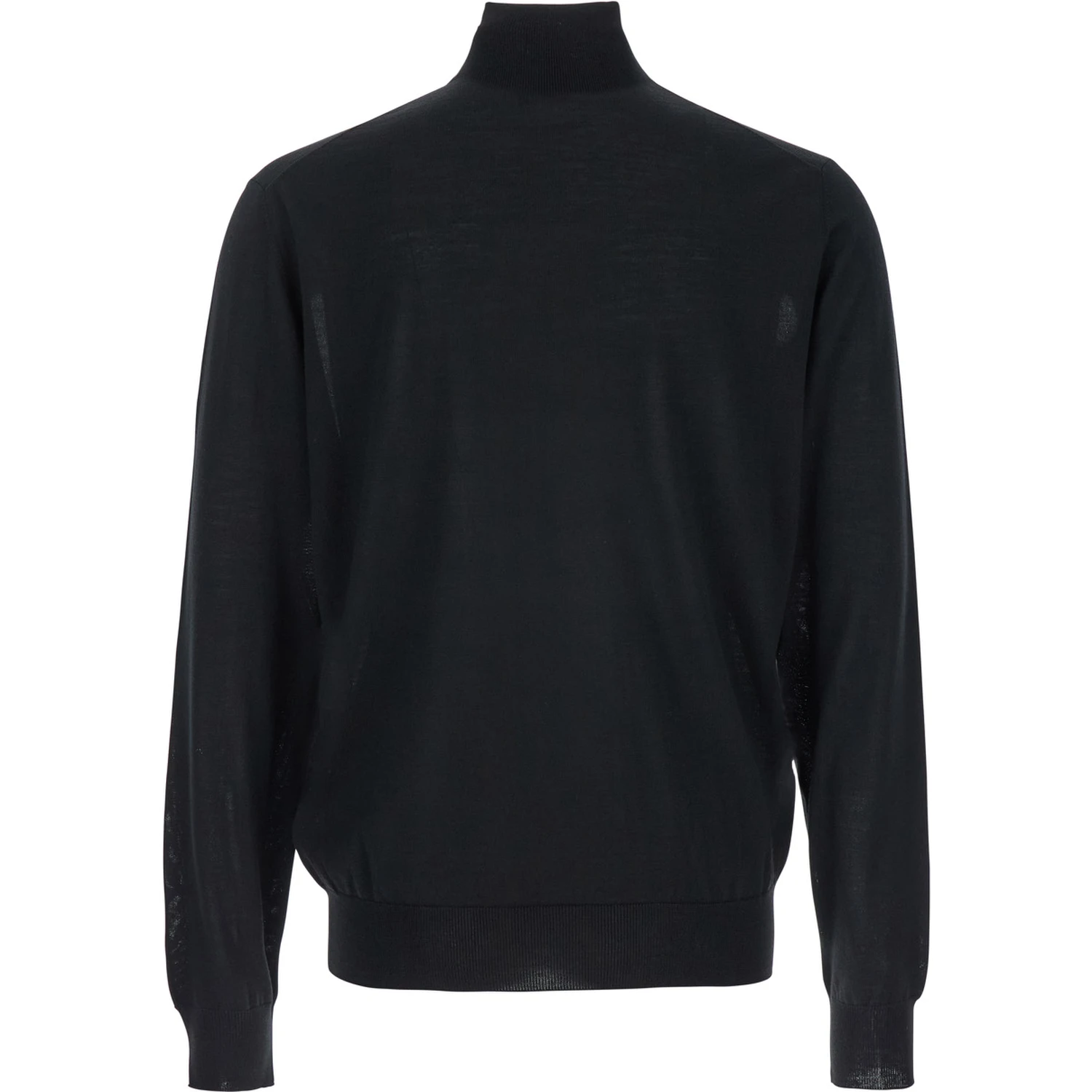 Black Turtleneck with Long Sleeves in Wool Man