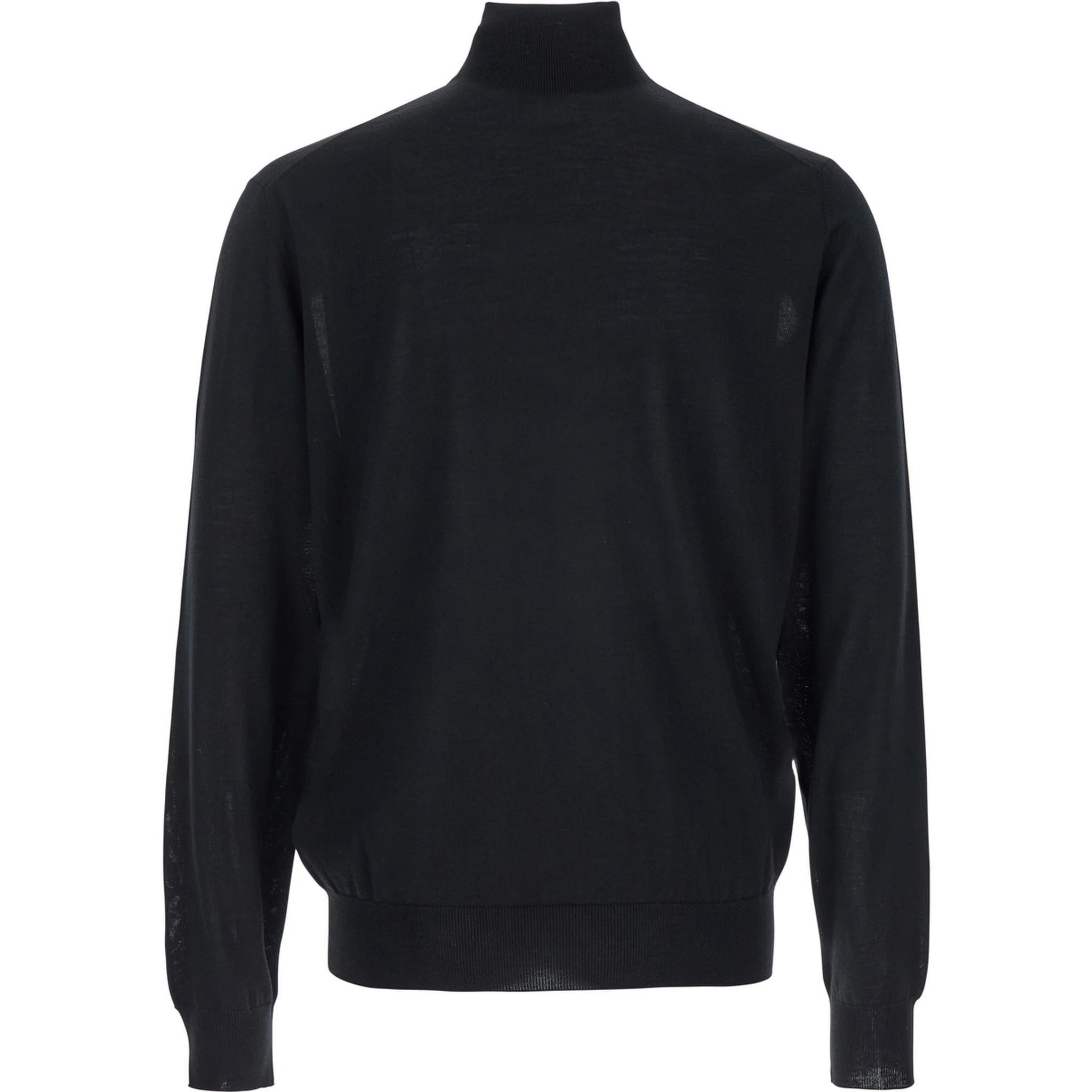 كنزة صوفية سوداء برقبة عالية وأكمام طويلة للرجال