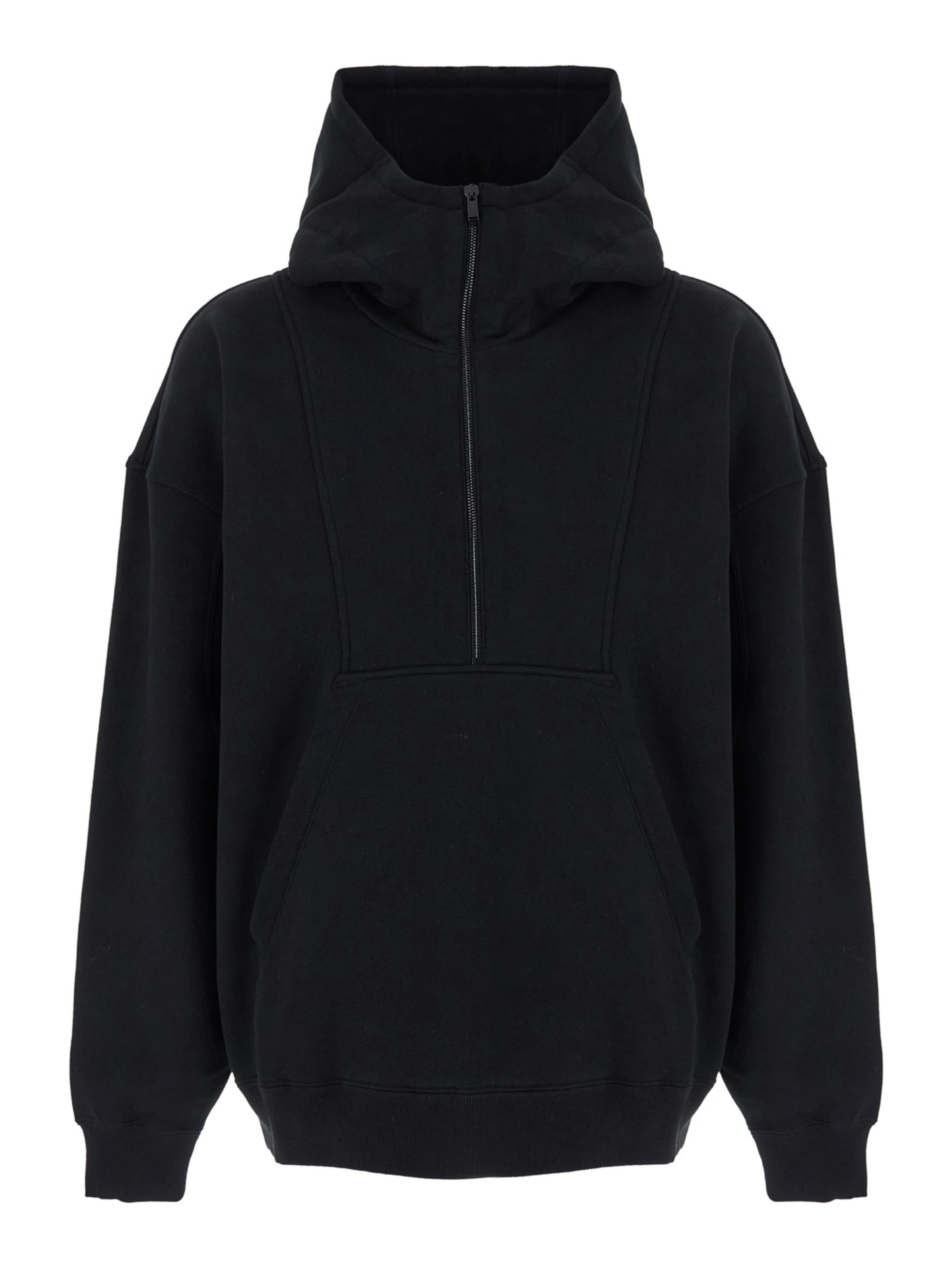 Black Hoodie with Logo Lettering Embroidery in Cotton Man