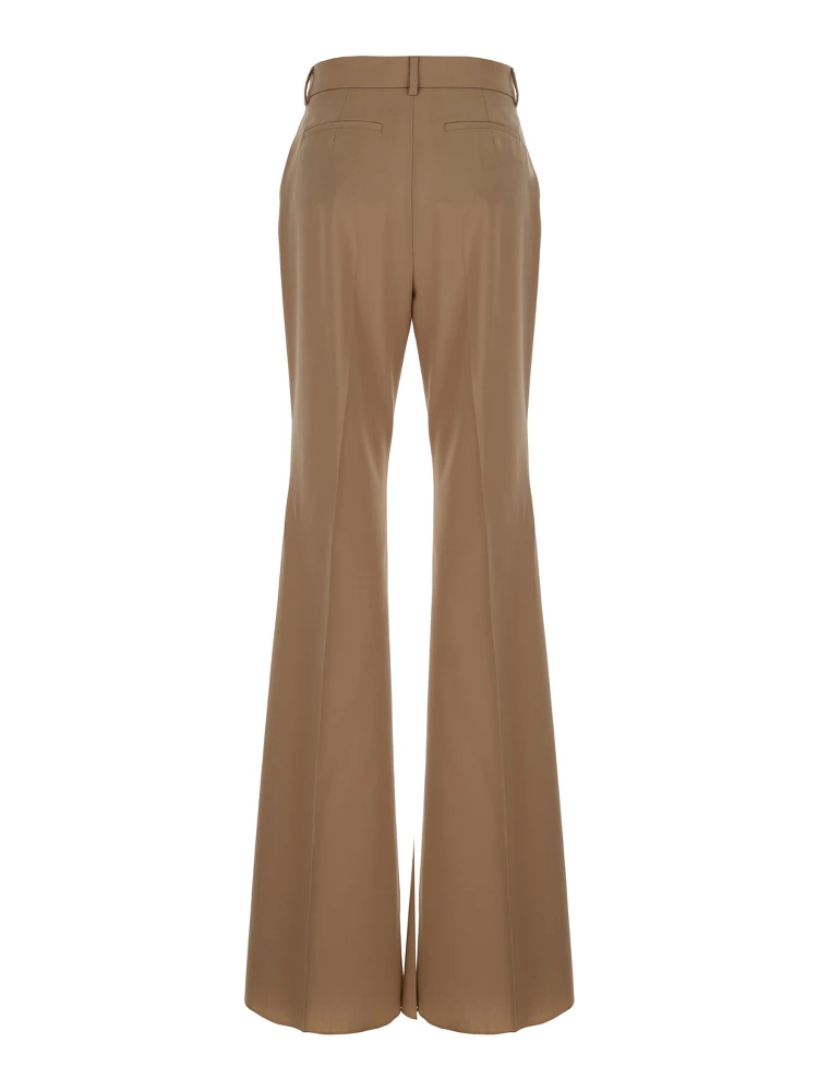 Beige Flared Pants with Concealed Closure in Wool Woman alternative