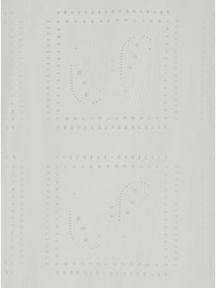 Midi White Dress with Embroidery in Cotton Woman alternative