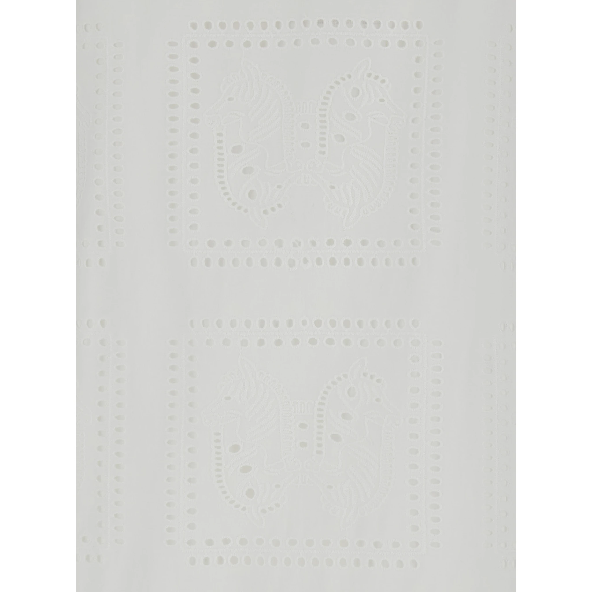 Midi White Dress with Embroidery in Cotton Woman