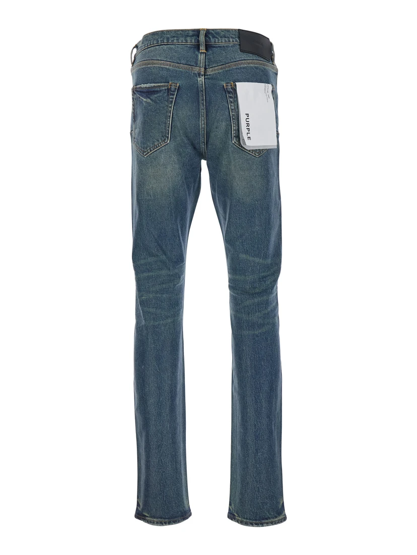 Blue Skinny Faded Jeans in Denim Black