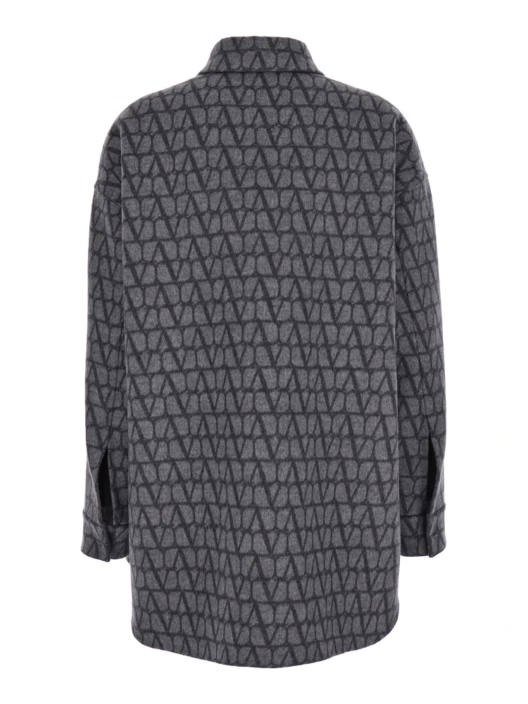 Grey Reversible Shirt with Toile Iconographe Jacquard Pattern in Wool Blend Woman alternative