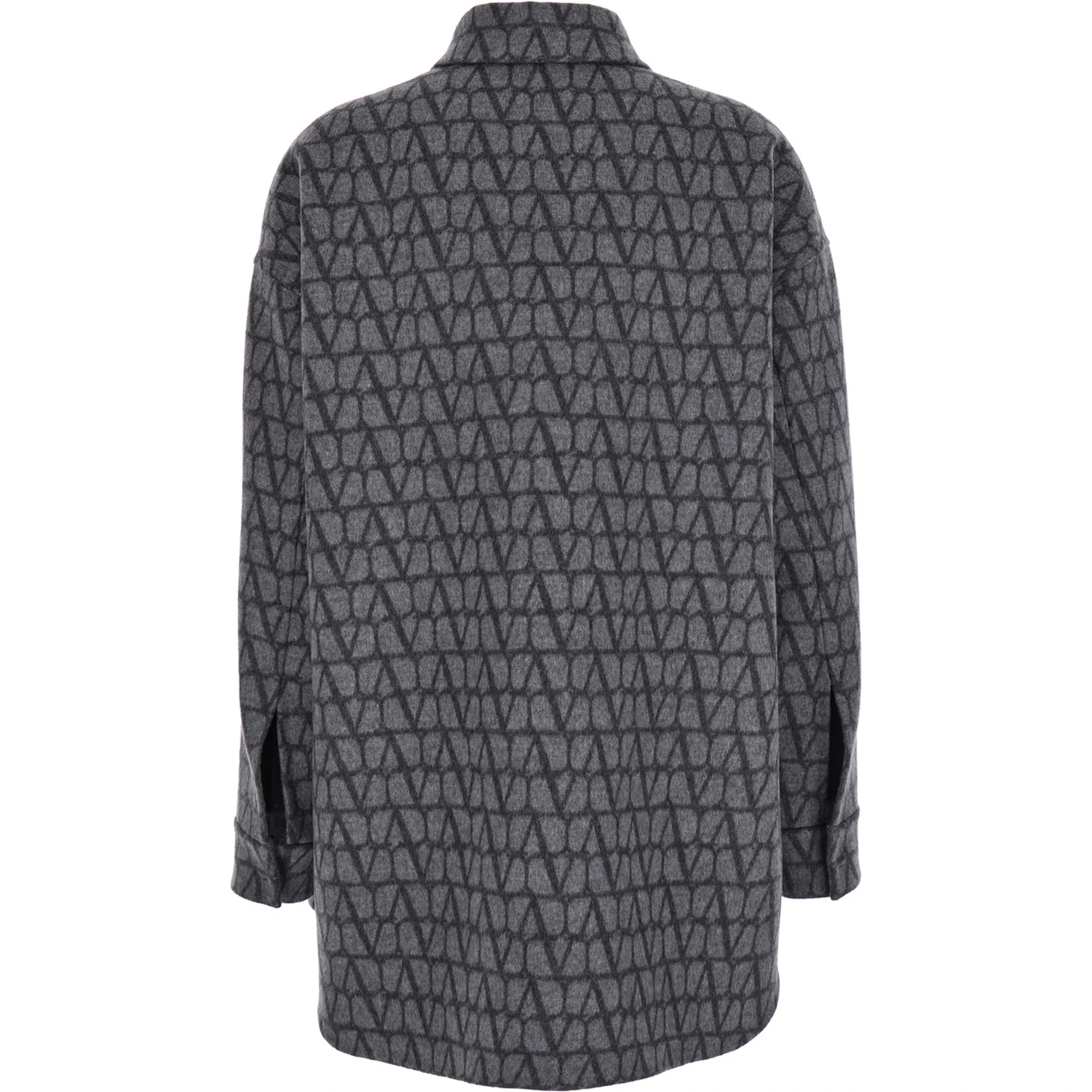 Grey Reversible Shirt with Toile Iconographe Jacquard Pattern in Wool Blend Woman