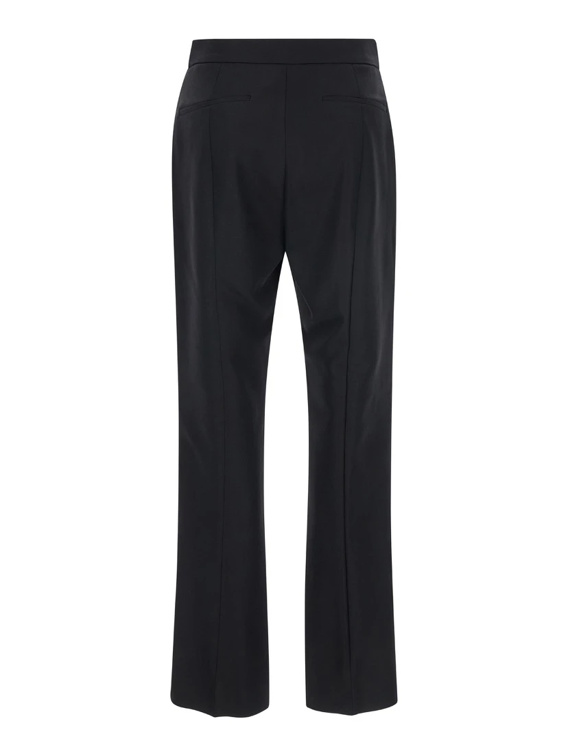 Black Flared Pants with Pences in Wool Woman