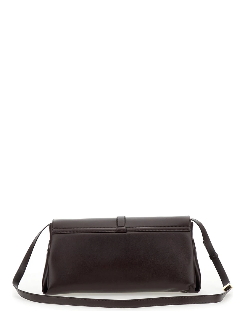 Bordeaux Crossbody Bag with Gancini Buckle Detail in Leather Woman