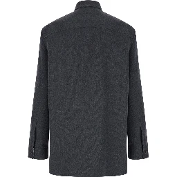 قميص رمادي بياقة مدببة من الصوف للرجال