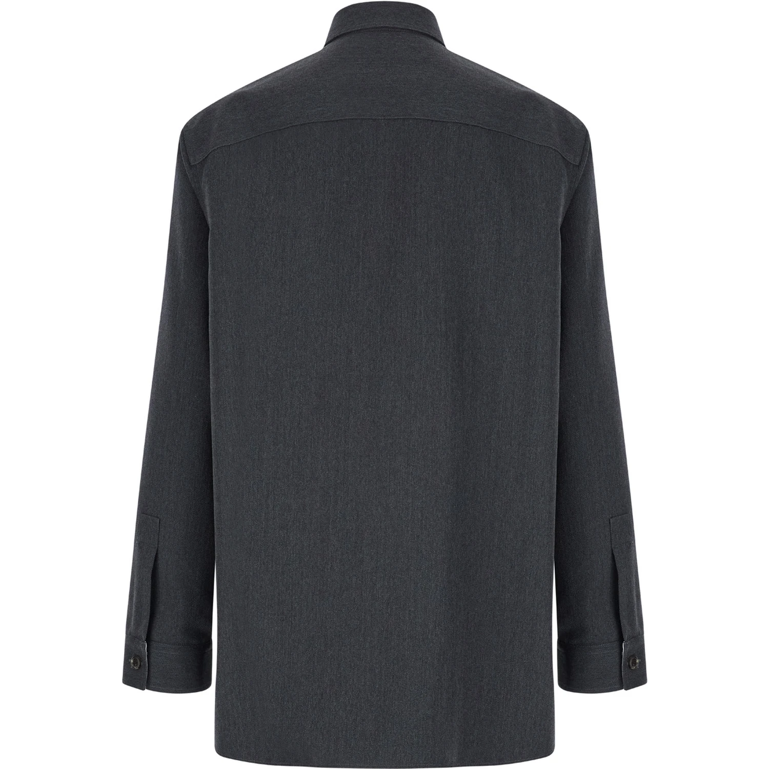 Grey Shirt with Pointed Collar in Wool Man