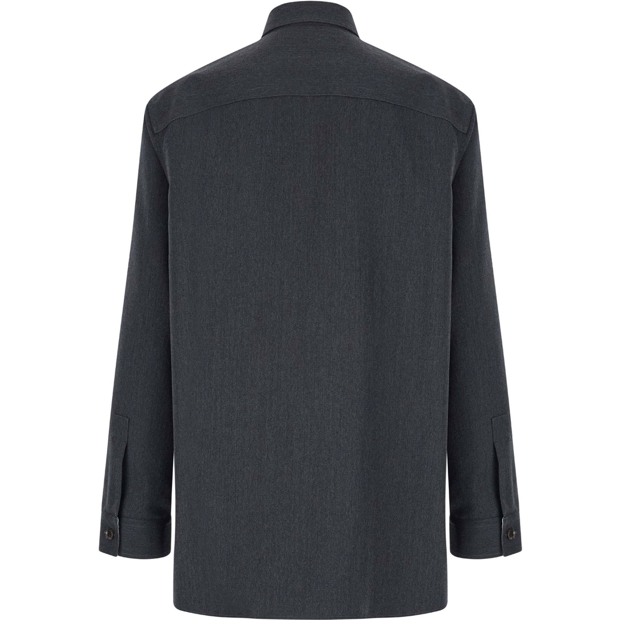 قميص رمادي بياقة مدببة من الصوف للرجال