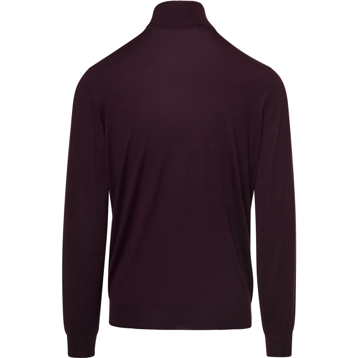 Bordeaux Turtleneck Pull with Rib Trim in Wool Man Gaudenzi