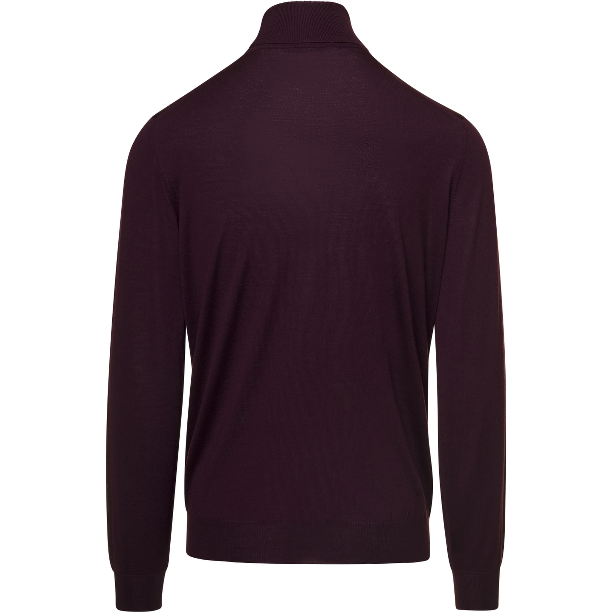 كنزة صوفية بياقة عالية بلون بورغندي وحواف مضلعة من تصميم غاودنزي للرجال