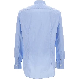 Light Blue Shirt with Button Fastening in Cotton Man