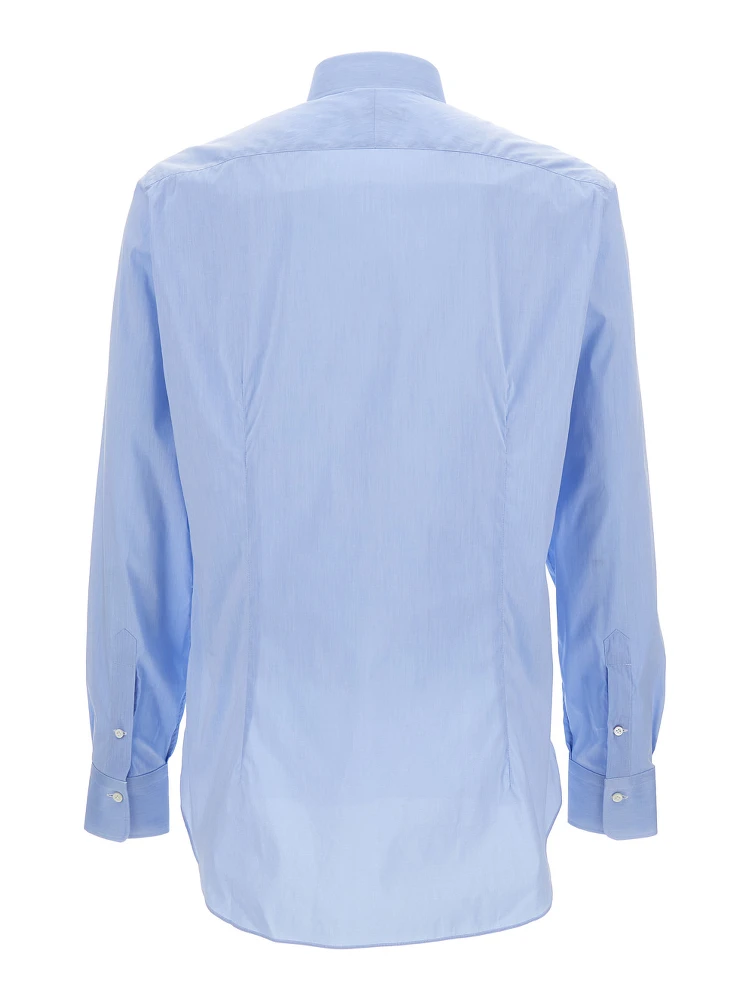 Light Blue Shirt with Button Fastening in Cotton Man alternative