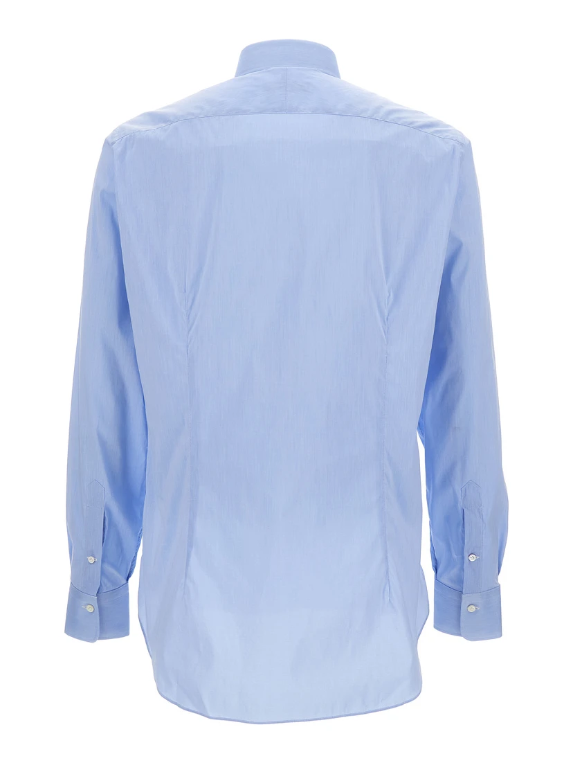 Light Blue Shirt with Button Fastening in Cotton Man