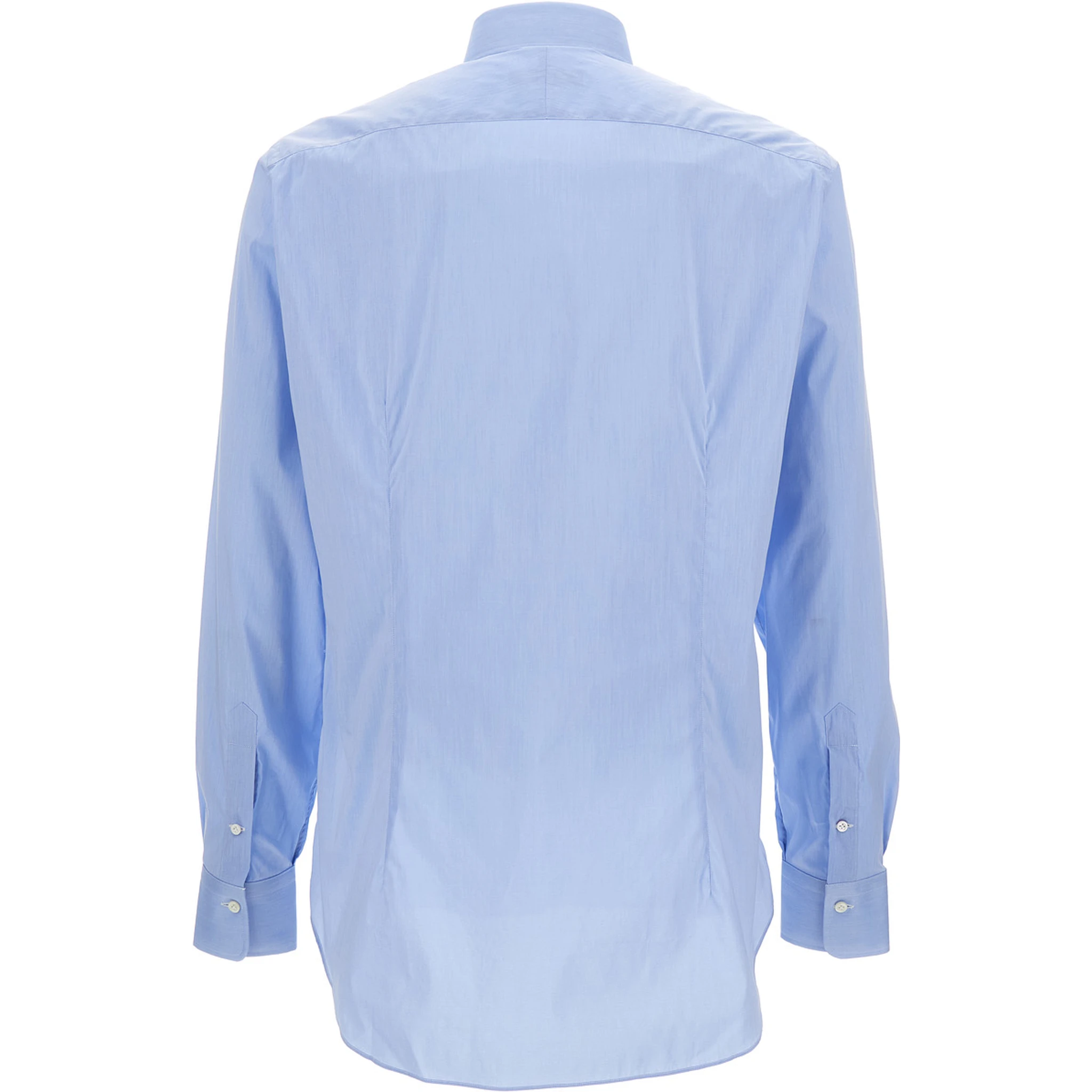Light Blue Shirt with Button Fastening in Cotton Man