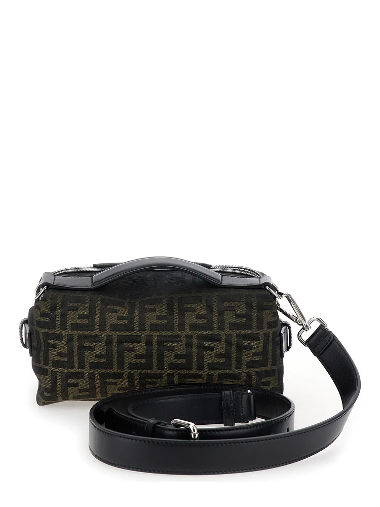 Siesta Brown Small Handbag with Removable Shoulder Strap and All-Over FF Motif in Leather Man alternative