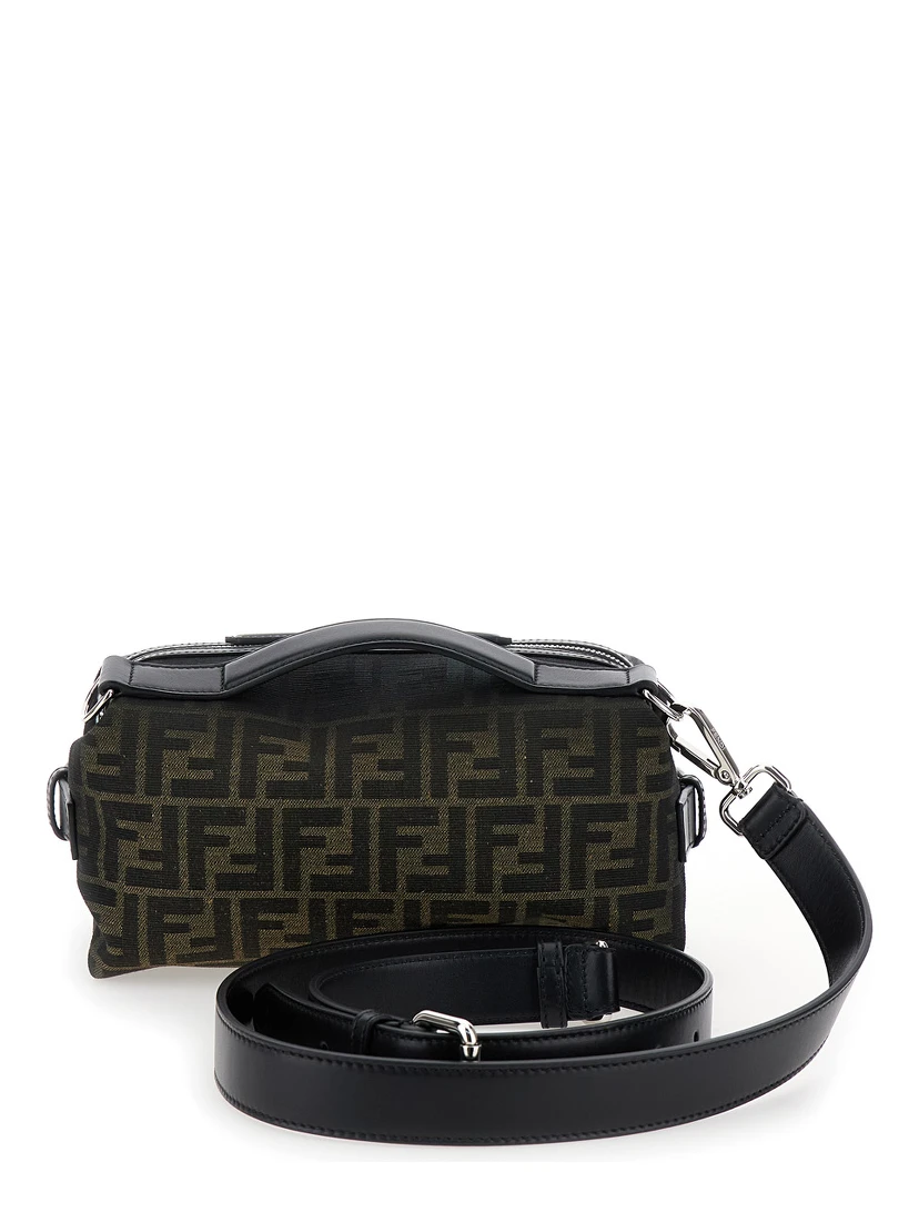 Siesta Brown Small Handbag with Removable Shoulder Strap and All-Over FF Motif in Leather Man