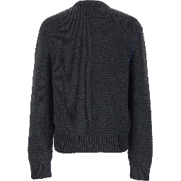 Grey Sweater with Equestrian Knight Jacquard Motif in Cashmere Man