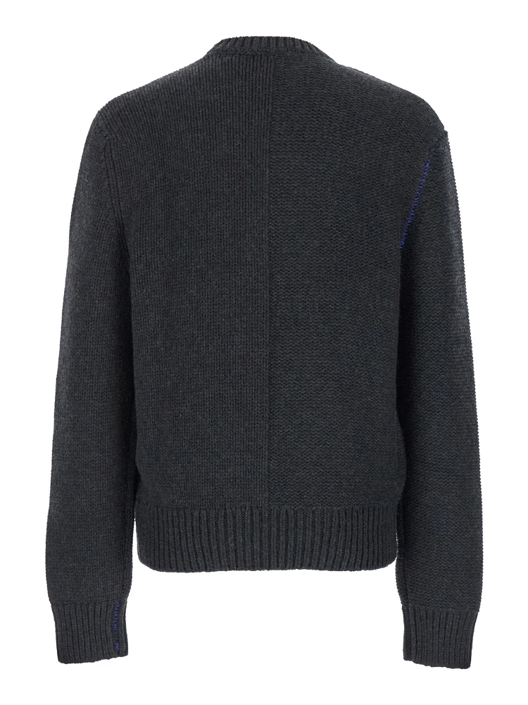 Grey Sweater with Equestrian Knight Jacquard Motif in Cashmere Man alternative