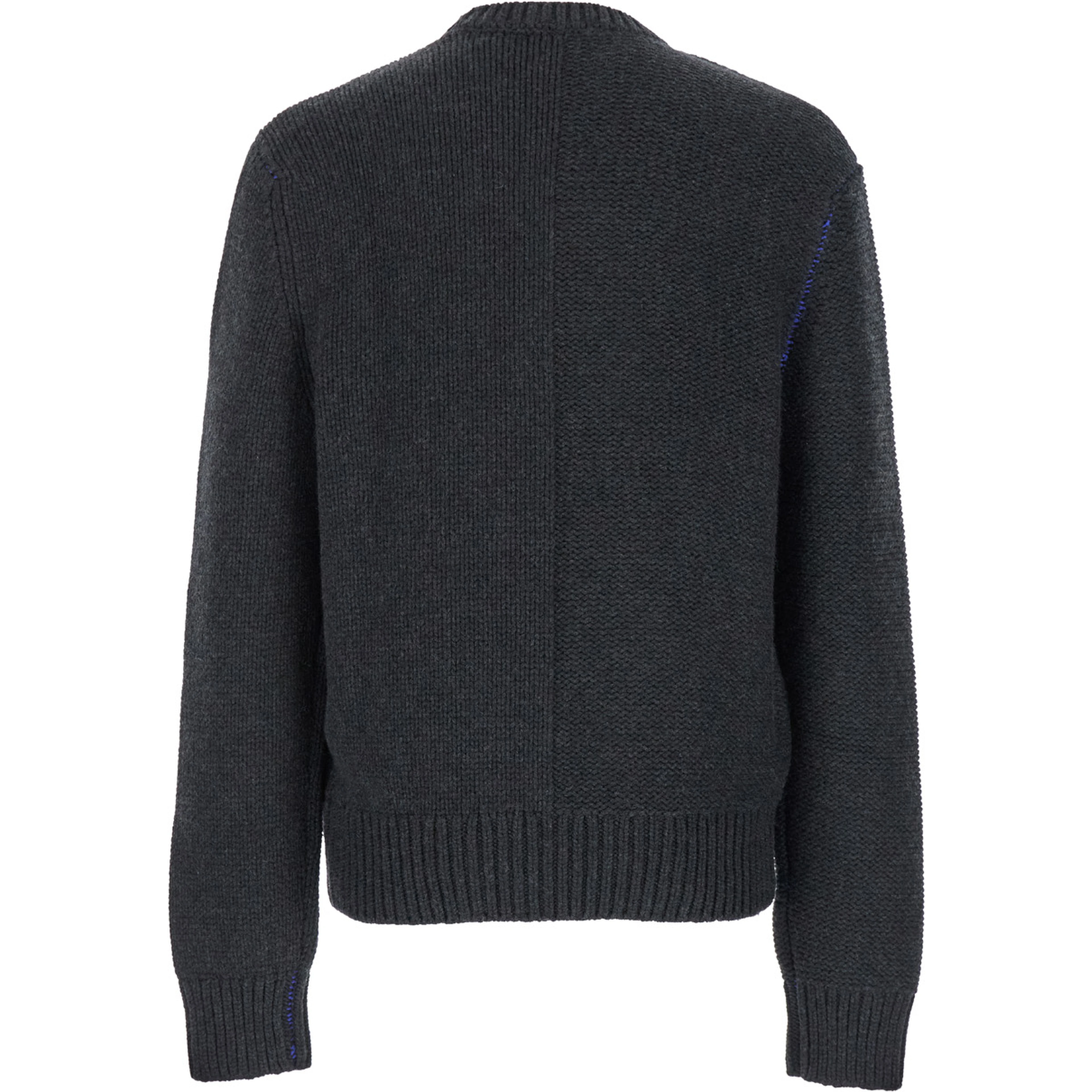 Grey Sweater with Equestrian Knight Jacquard Motif in Cashmere Man