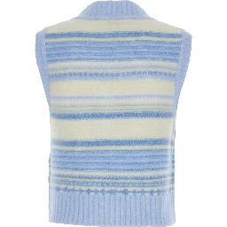 Multicolor Knit Vest with Stripe Motif in Wool Woman