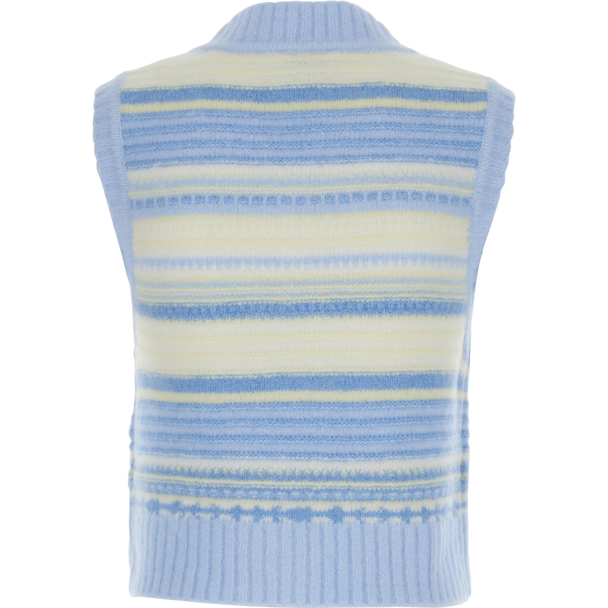 Multicolor Knit Vest with Stripe Motif in Wool Woman