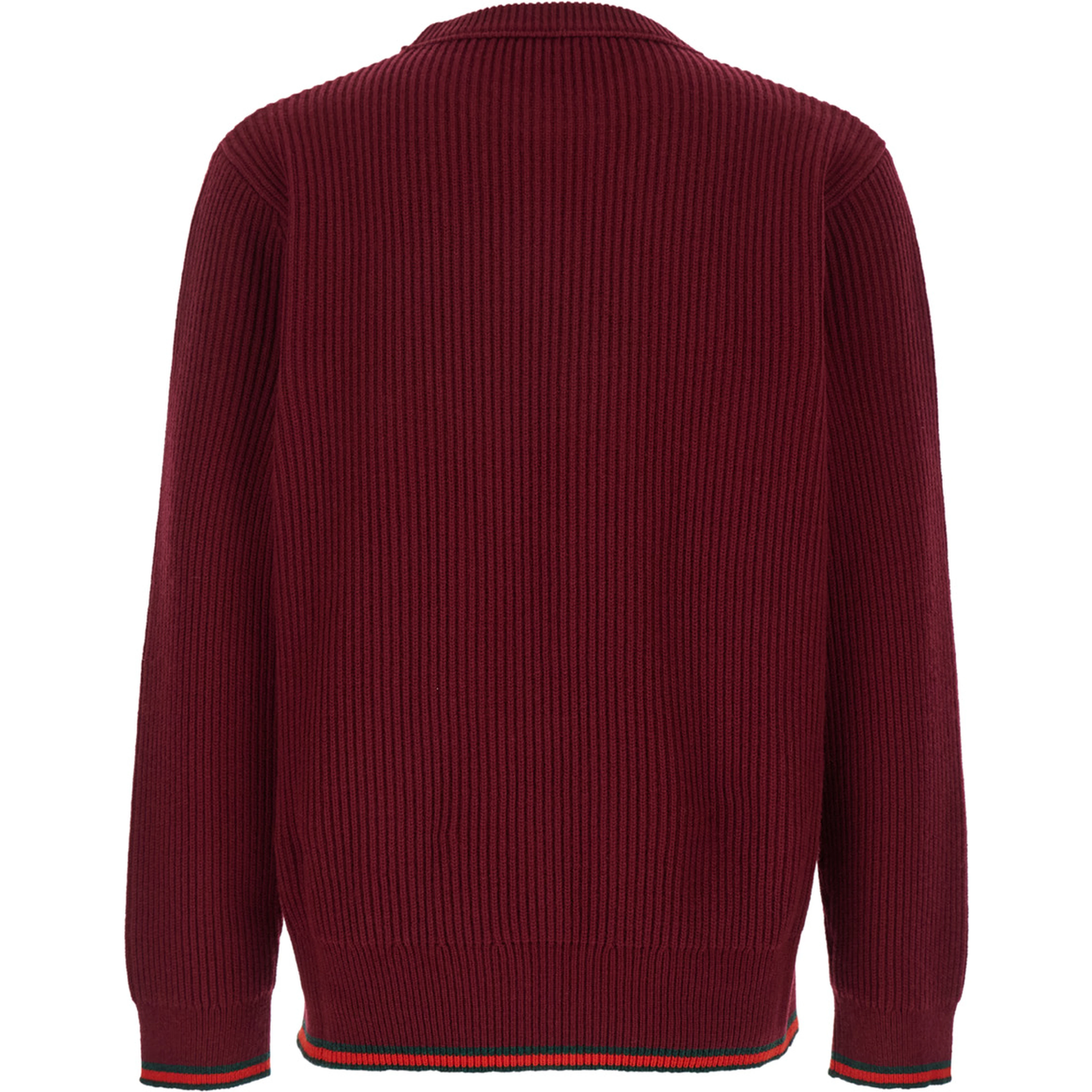 Red Crewneck Sweater with Web Detail in Ribbed Wool Blend Man