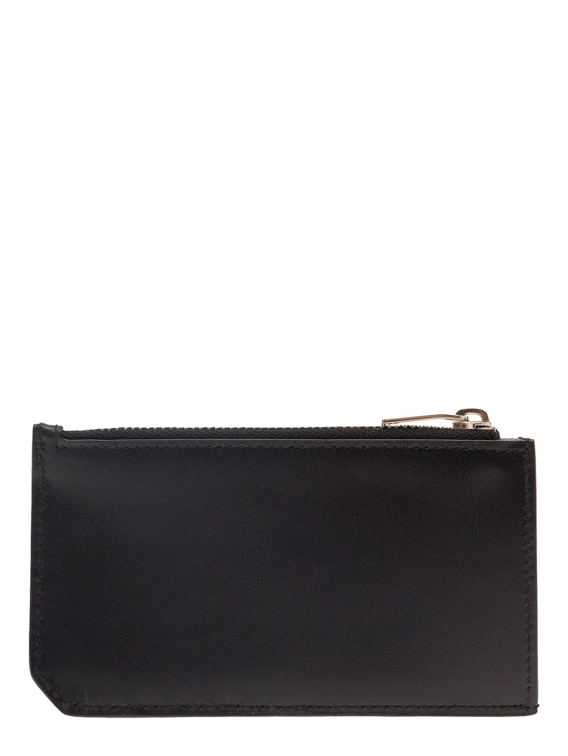 Black Card-Holder with Embossed Logo in Leather Man
