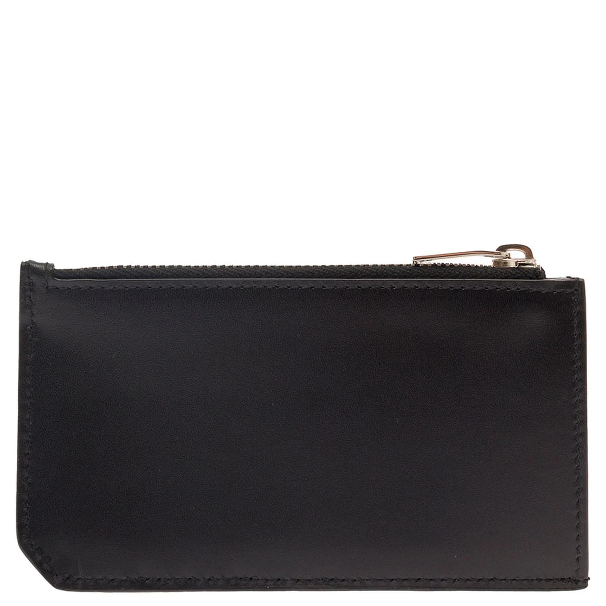 Black Card-Holder with Embossed Logo in Leather Man