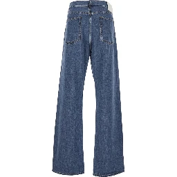 Blue Five-Pocket Wide Jeans in Denim Man