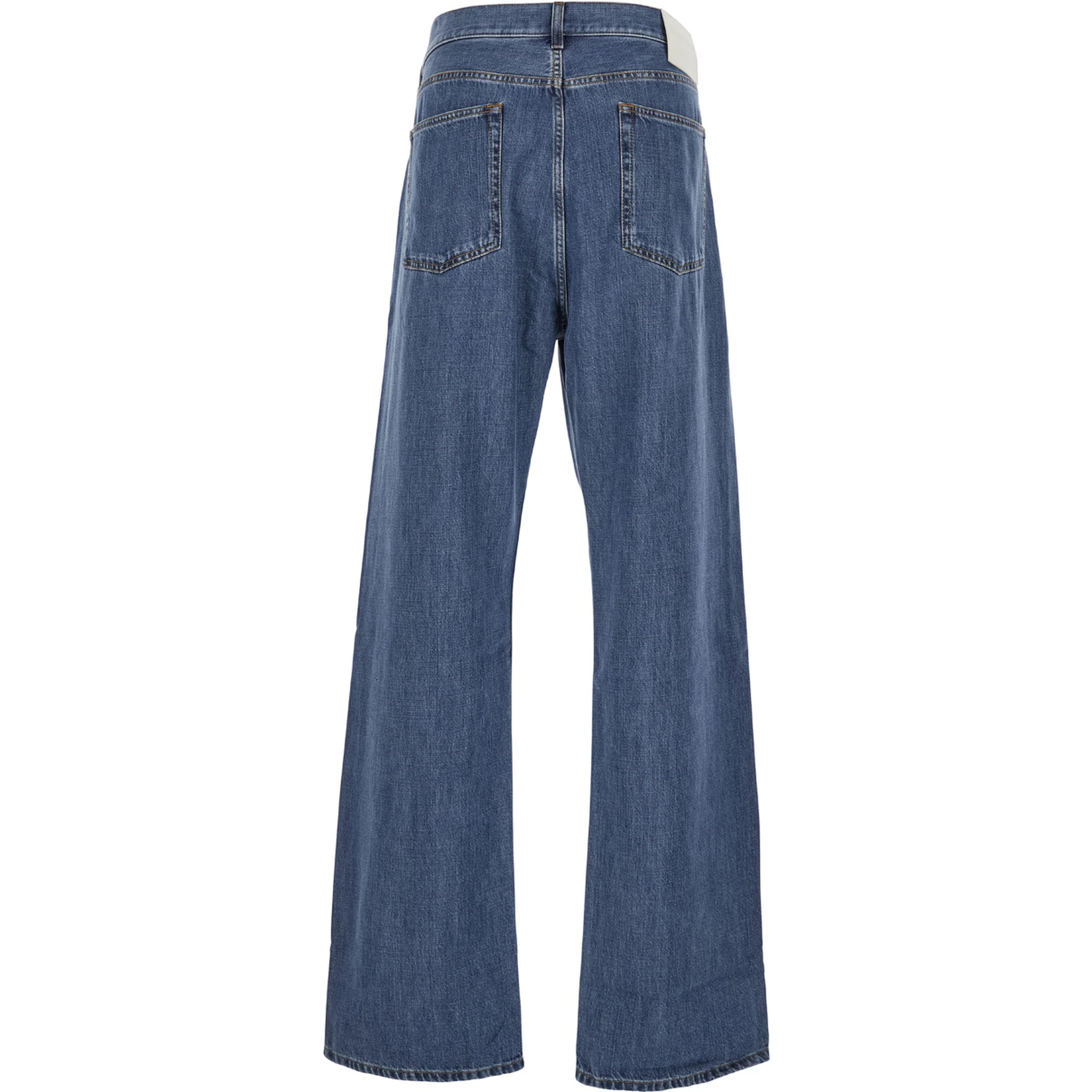 Blue Five-Pocket Wide Jeans in Denim Man