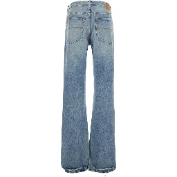 Light Blue Low Waisted Straight Jeans in Denim Woman