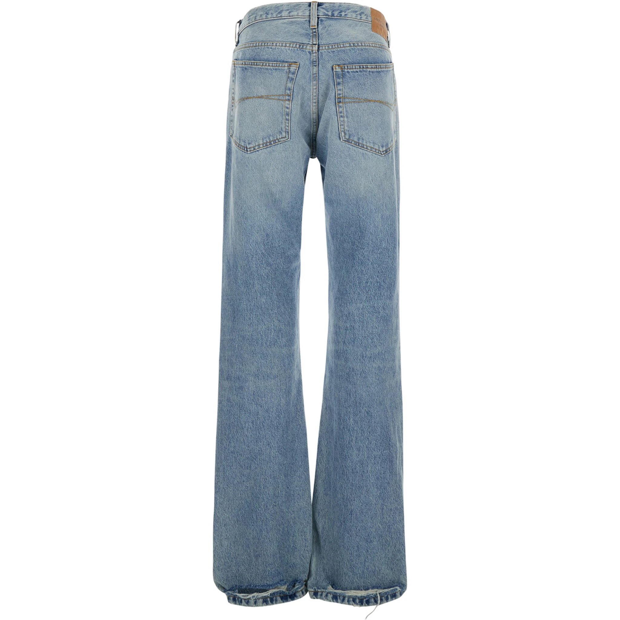 Light Blue Low Waisted Straight Jeans in Denim Woman