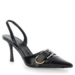 Voyou Black Slingback Pumps with a Buckle in Patent Leather Woman