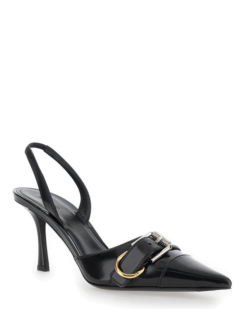 Voyou Black Slingback Pumps with a Buckle in Patent Leather Woman