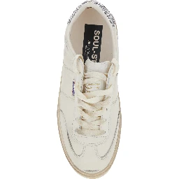 Soul-Star White Low-Top Sneaker with Glitter Heel and Logo Lettering in Leather Woman