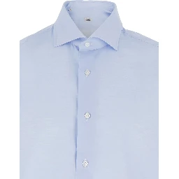 Light Blue Shirt with Classic Collar in Cotton Blend Stretch  Man