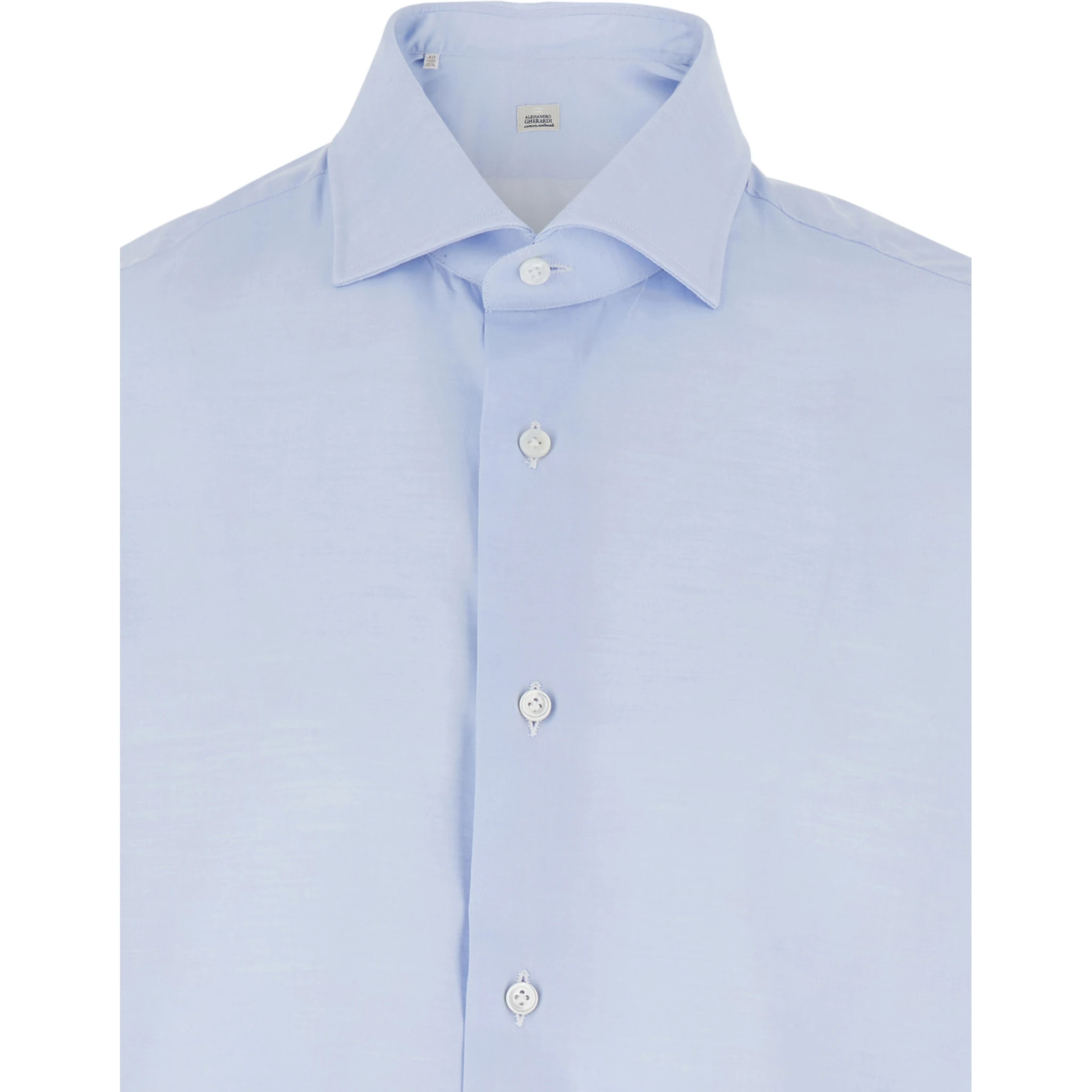 Light Blue Shirt with Classic Collar in Cotton Blend Stretch  Man