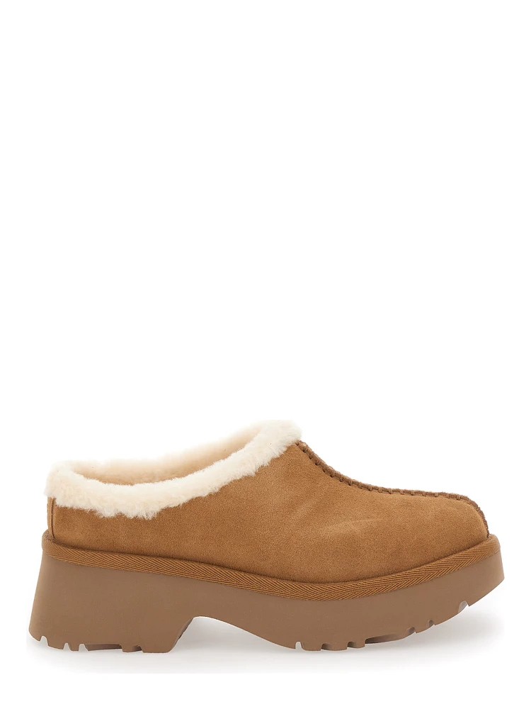 UGG ‘New Height’ Mule with Brown Suede Womens Embossed Stitching Detail