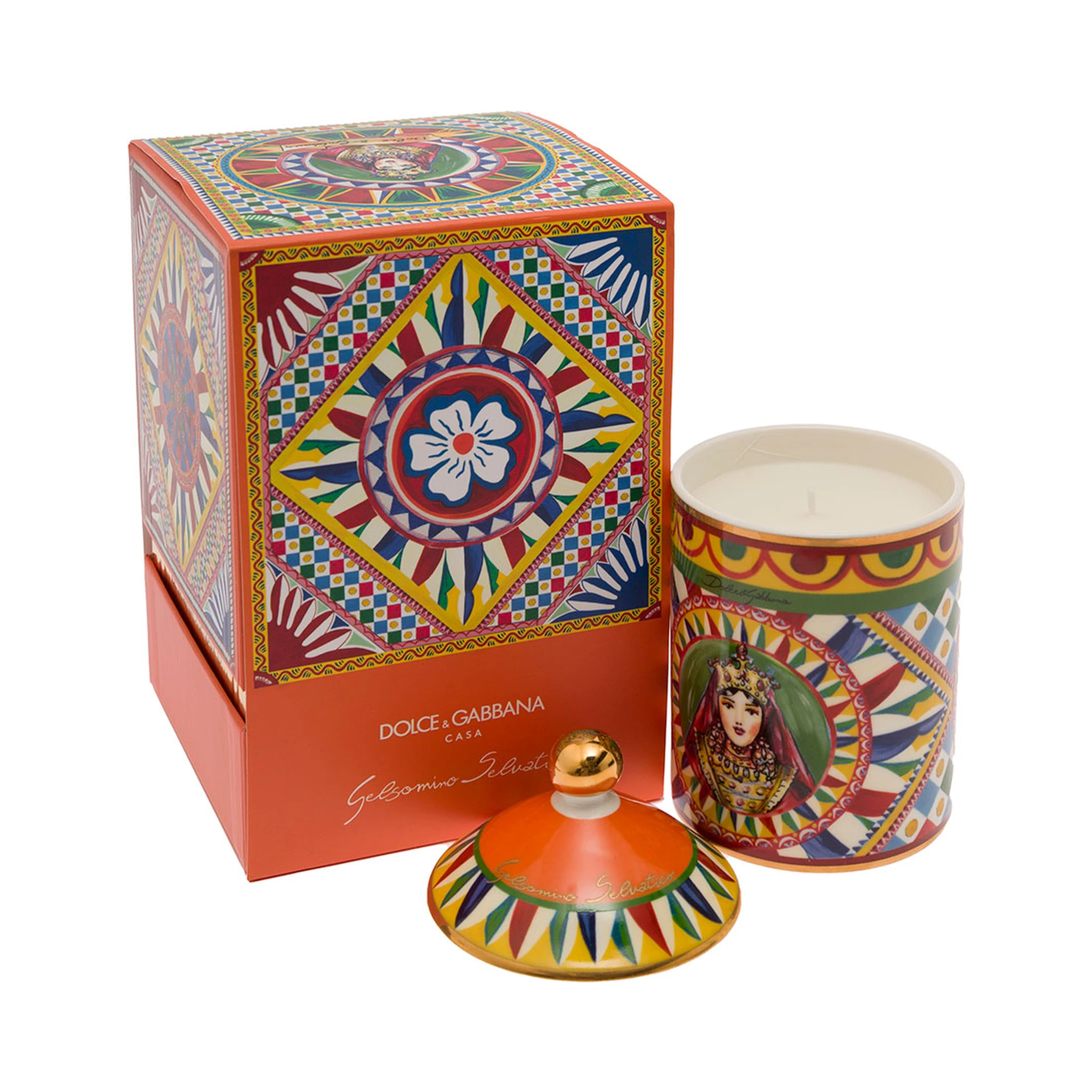 Wild Jasmine Scented Candle with Lid and Carretto Print