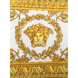 White Towel with Baroque Print Lining in Terry Cotton Home