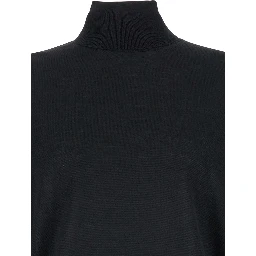 كنزة صوفية سوداء برقبة عالية وأكمام طويلة للرجال