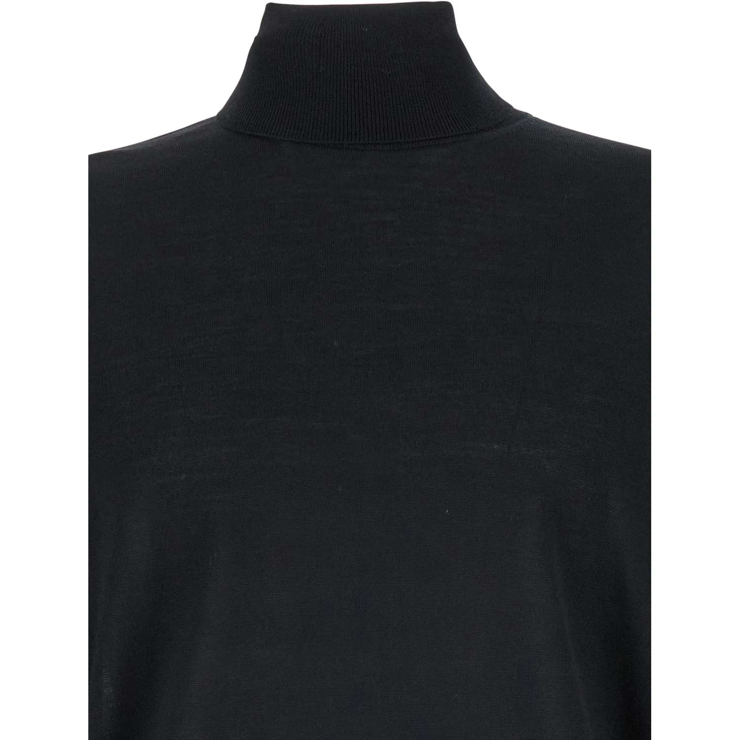 Black Turtleneck with Long Sleeves in Wool Man