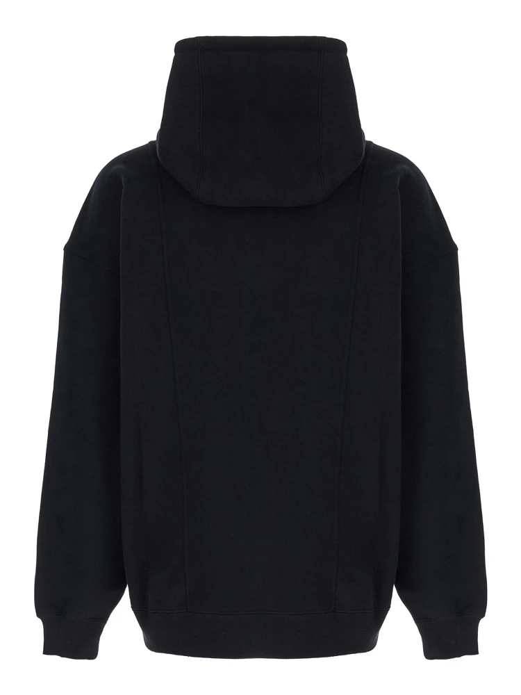 Black Hoodie with Logo Lettering Embroidery in Cotton Man alternative