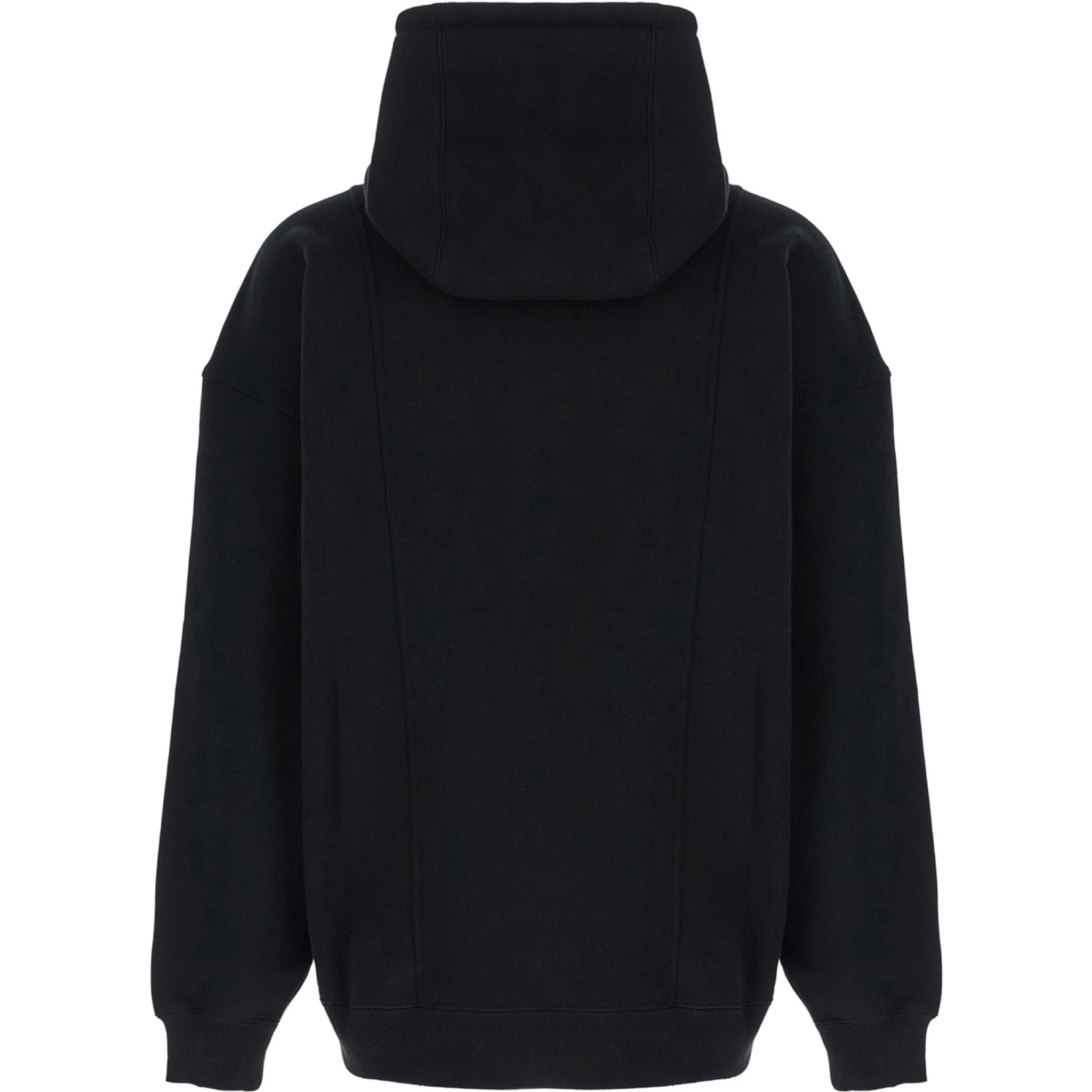Black Hoodie with Logo Lettering Embroidery in Cotton Man