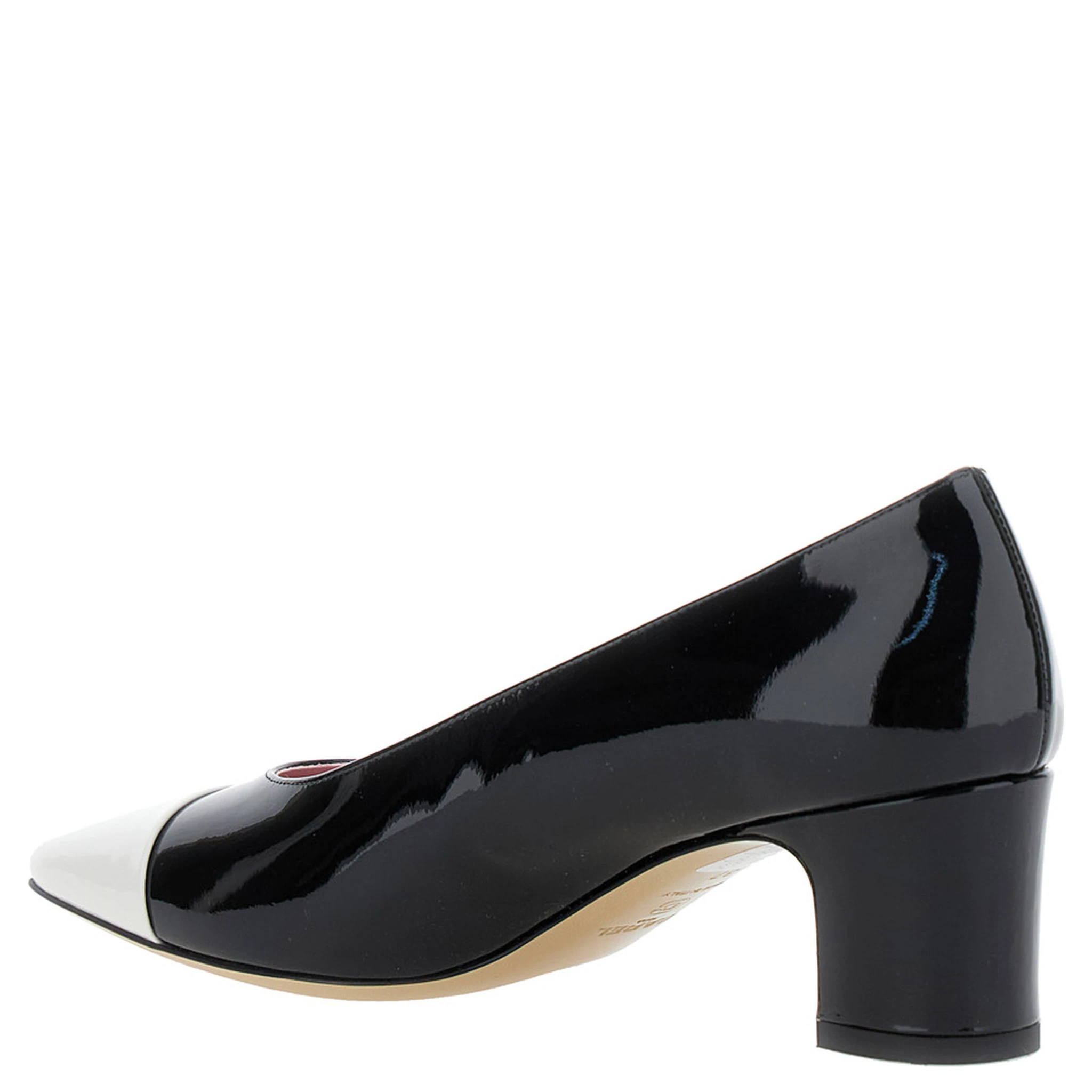Edith Black Pumps with Contrasting Toe in Leather Woman