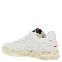 Re-Web White Low Top Sneakers with Web Detail and Embossing in Leather Woman