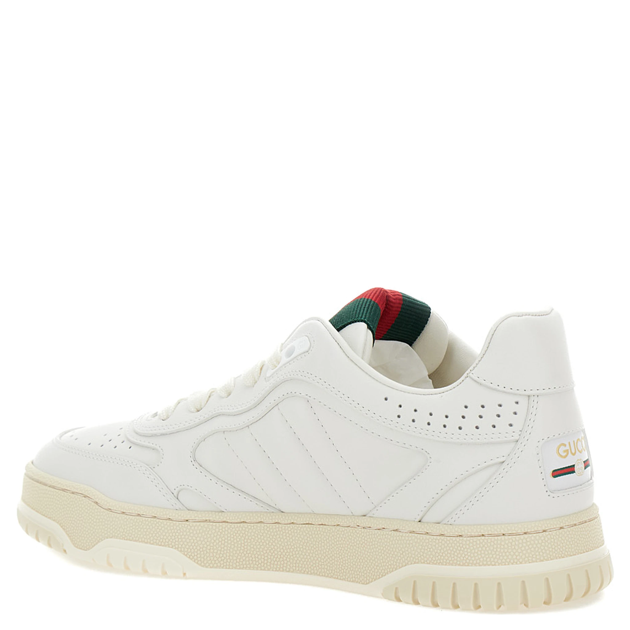 Re-Web White Low Top Sneakers with Web Detail and Embossing in Leather Woman