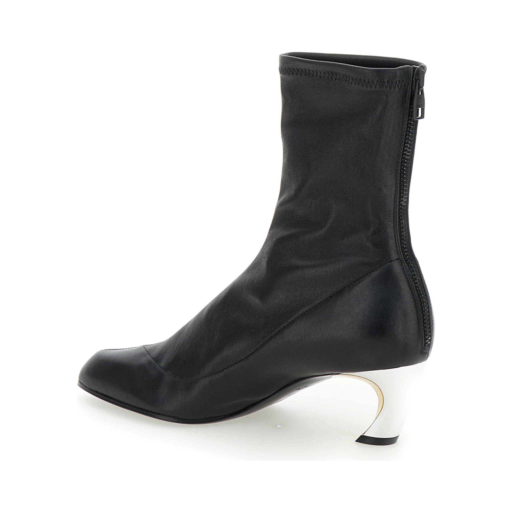 Armadillo Black Ankle Boots with Golden Heel in Smooth Leather Woman